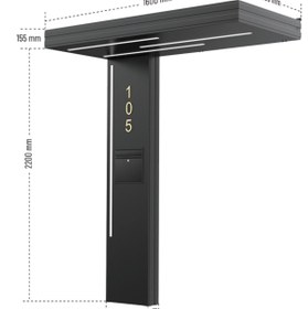 Resim KORRAIN VERA MONO ALÜMİNYUM KAPI ÜSTÜ SUNDURMA- POSTA KUTULU LEDLİ MODEL-160 CM-SOL 