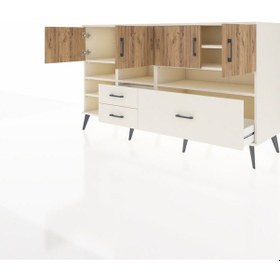 Resim Kronos Konsol 8 Raflı 3 Çekmeceli 4 Kapaklı 176x59x99 Aytaşı-çam/ Aytaşı-çam/aytaşı 