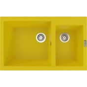 Resim POLEX Cristalüx Granit Evye P-1,75 Sarı 1,5 Gözlü Tezgah Altı Ve Tezgah Üstü Mutfak Evyesi 81x50,5cm 