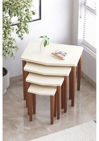 Resim Faymend Karaca 4lü Zigon Sehpa Servis Sehpa Yan Sehpa Açık Krem Aytaşi Açık Krem Aytaşı 