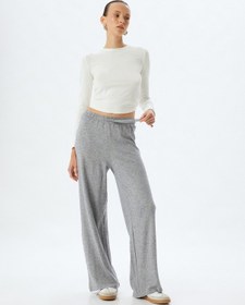 Resim Koton Eşofman Altı Düz Bol Paça Beli Bağlamalı Gri 5wak40015ek Gri 