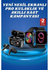Resim Ekranlı Yeni Nesil Pro Kulaklık Ve Akıllı Saat Kampanyası Kulak İçi Mikrofonlu 