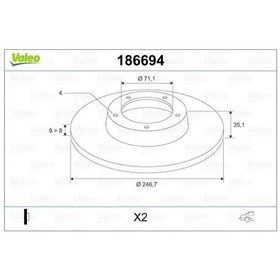 Resim Valeo 186694 - Arka Fren Aynası Partner-berlıngo 96 P307 00 1007 