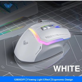Resim Aula S12pro Oyun Faresi 12800 Dpı 1000hz Dönüş Kablolu 8 Düğme E-spor İçin White Büyük Britanya Diğer 
