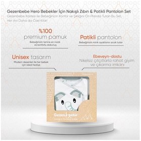 Resim Gezenbebe Hero Bebekler İçin Nakışlı Zıbın Ve Patikli Pantolon Set Çok Renkli 