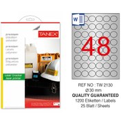 Resim Tanex Tw-2130 30MM Gümüş Lazer Etiket 1200'lü 