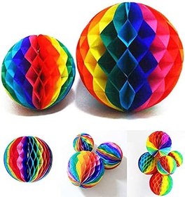 Resim Parti Gökkuşağı Renkli 30 cm Rengarenk Kağıt Süs Fener 1 Adet 