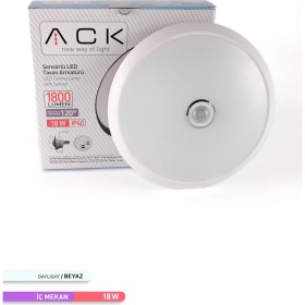 Resim Ack 18W Sensörlü LED Tavan Armatürü 6500 K Beyaz Işık 