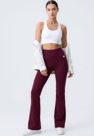 Resim TOMMY LIFE TOMMYLIFE Siyah Esnek Yüksek Bel Spor Performans İspanyol Paça Tayt, T19BY-94686 