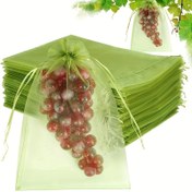 Resim 50 adet yeşil file çanta 11.99*8.99 cm, polyester meyve koruma ağı, üzüm, mango ve sebze bahçeleri için, haşere bariyeri, elektrik gerektirmez, meyve ağacı ağı 