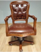 Resim Masifart_Mobilya Masifart Worked Ahşap Klasik Ofis Çalışma Koltuğu Ceviz Makam Kol 