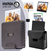 Resim Instax Wide Link Gri Yazıcı 10lu Film Deri Kılıf Albüm Pleksi Çerçeve ve Kıskaçlı Stand 