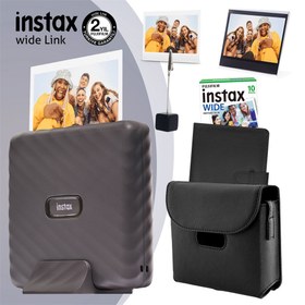 Resim Instax Wide Link Gri Yazıcı 10lu Film Deri Kılıf Albüm Pleksi Çerçeve ve Kıskaçlı Stand 