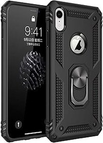 Resim Microsonic Apple iPhone XR için Kılıf Military Ring Holder Siyah [iPhone XR ile Uyumlu Kılıf - Siyah] 