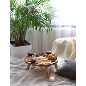 Resim Ciciler Ahşap Şarap Kadeh Dekoratif 4 Kişilik Servis Sunum Tepsisi 