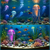 Resim 6 rastgele stil floresan denizanası akvaryum dekorasyonu, akvaryum balık tankı güzelleştirme ve dekorasyon için ışıltılı yapay denizanası süsleri, akvaryum peyzajı 