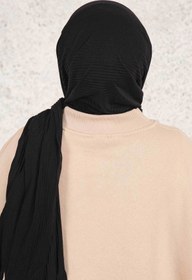 Resim İmajButik Siyah Moda Blue Piliseli Pratik Hazır Şal 