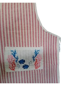Resim Kırmızı Çizgili Deniz Temalı Cepli Mutfak Önlüğü 