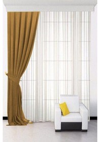 Resim Açık Hardal Ada Fon Perde Normal Pile 1'e 2,5 Pile-açık Hardal Açık Hardal 