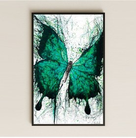 Resim Soyut Yeşil Kelebek Fırça Efektli Dijital Sanat Pleksi Tablo 