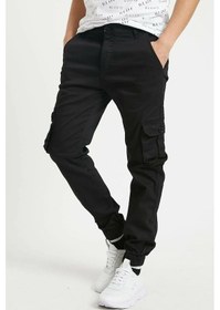 Resim Erkek Kargo Jogger Pantolon Rahat Kesim Lastikli Paça Siyah 