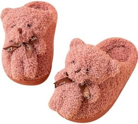 Resim Children's Slippers, Children's Winter Slippers, Girls' Warm Plush House Slippers, Fluffy Animal Bear Slippers, Furry Non-Slip Slippers, For Ages Under 2 ~ Over 10 Years 