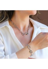 Resim Yılan Sonsuzluk Modeli Zirkon Taşlı Set Gümüş 