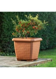 Resim Omnipazar So-hk03 Hisar Kare Tabaklı Saksı 25.5 Litre No 3 Kiremit 108 