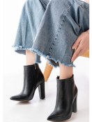 Resim Vrt-4801 Siyah Yüksek Kalın Topuklu Fermuarlı Kadın Bot Diğer 
