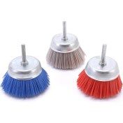 Resim Xiaobaoyu Fs-3 Adet 3 Inç Naylon Filament Aşındırıcı Tel Bardak Fırça Seti, 1/4 Inç Şaftlı, Ince Orta Kaba Kum Temizleme Pasını Dahil Edin (Yurt Dışından) 