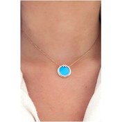 Resim Turkuaz Taşlı Zirkon Taş Detaylı 925Ayar Gümüş Rose Italyan Şık K 