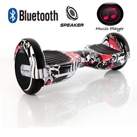 Resim Citymate CS-600 Kasa Siyah Beyaz Grafity 6.5" Bluetooth Hoparlörlü Elektrikli Kaykay Hoverboard 
