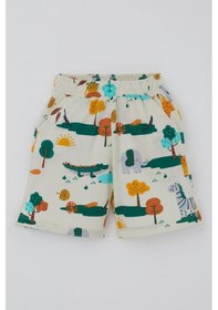 Resim Breeze Erkek Çocuk Şortlu Pijama Takımı Safari Temalı Sevmli Hayvancıklar Desenli 1.5-5 Yaş, Sarı 