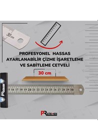 Resim Hassas Ayarlanabilir Çizme, İşaretleme Ve Sabitleme Cetveli 30 Cm 