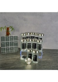 Resim Cam Baharatlık Seti - 12 Li Tuzluk Biberlik Baharatlık Seti 110 Ml. Şeffaf 