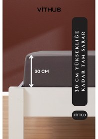 Resim %100 Pamuk Penye Lastikli Çarşaf Tek Kişilik, Çift Kişilik Ve Battal Boy Antrasit 