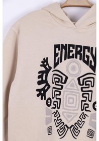 Resim Nk Kids Erkek Çocuk Kapüşonlu Energy Baskılı Sweatshirt-13013-bej Bej 