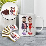 Resim Hiçbir Yere Bırakmam Karikatürlü Kupa ve Çikolata 