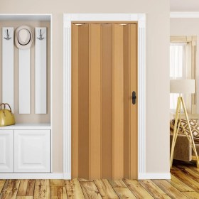 Resim Faran Dekorasyon 102 x 215 Meşe Renk Camsız Pvc Akordiyon Katlanır Kapı - Frnakmodel-14 