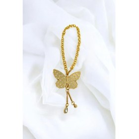 Resim Parlak Taşlı Salkım Kelebek Araba Dikiz Ayna Süsü, Altın Renkli Zincirli Yeni Araba Hediyesi 