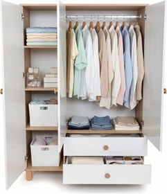 Resim Rio 3 Kapılı 2 Çekmeceli Gardrop Beyaz - Meşe 