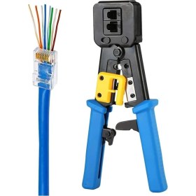 Resim Derwell Yeni Nesil RJ45 Pense RJ12 R J45 Sıkma Makaslı Network Ağ Pense Ez RJ45 Crimper 8p 6p Ethernet Utp Internet Jak Çakma Pensesi 