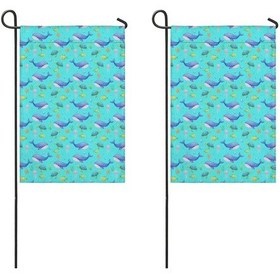 Resim Balina 2'li Çift Taraflı 12x18inch Bahçe Bayrağı, Dış Mekan-a16 12+ 