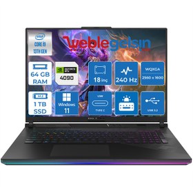 Resim Asus Rog Strix Scar 18 13. Nesil Intel i9 13980HX 64GB DDR5 Ram 1TB SSD 16GB RTX4090 175W 18 Inç Qhd+ 240Hz 3ms Windows 11 Pro Taşınabilir Bilgisayar G834JY-N604021 