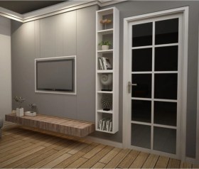 Resim Kitaplık Beyaz Dikey Ikili Birleşik Duvar Rafı Takım Beyaz 