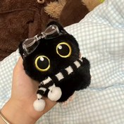 Resim Yeni Siyah Kedi Peluş Oyuncak Moda Gözlük ve Siyah & Beyaz Eşarp ile - Tüm Irklar için Dayanıklı Çiğneme Dirençli Dolgulu Hayvan - Pil Gerektirmez, Kedi Oyuncak, Oyunlu Tasarım, Yumuşak Dokulu 