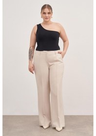 Resim Myline Düz Kesim Klasik Pantolon-1755-krem Krem 