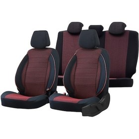 Resim Hyundai I10 Oto Koltuk Kilifi Pamuklu Siyah-Kirmizi 