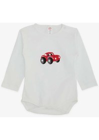 Resim Breeze Erkek Bebek Çıtçıtlı Body Araba Baskılı 9 Ay-3 Yaş, Beyaz Beyaz 