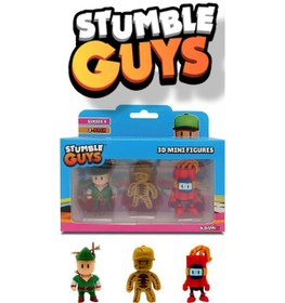 Resim Stumble Guys 3'lü Mini Figür Seri 4 - Green Hood - Fossil Guy - Nitro Mcboomyson 